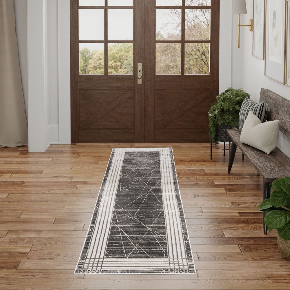Nourison Desire DSR01 Runner Rug - Charcoal & Silver