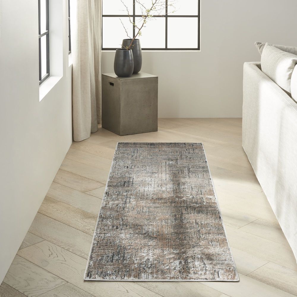 Calvin Klein CK024 Irradiant IRR01 Runner Rug - Black & Ivory