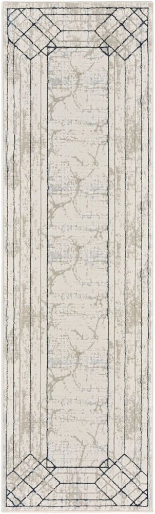 Nourison Glitz GLZ03 Runner Rug - Ivory & Taupe