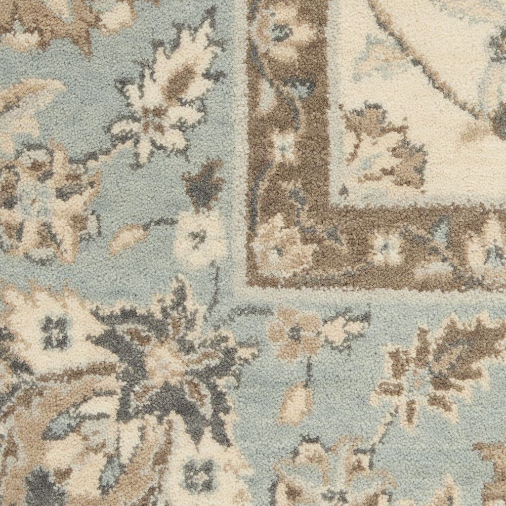Nourison Living Treasures LI16 Runner Rug - Ivory & Aqua