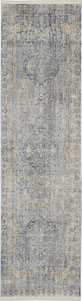 Nourison Lustrous Weave LUW02 Runner Rug - Blue & Ivory