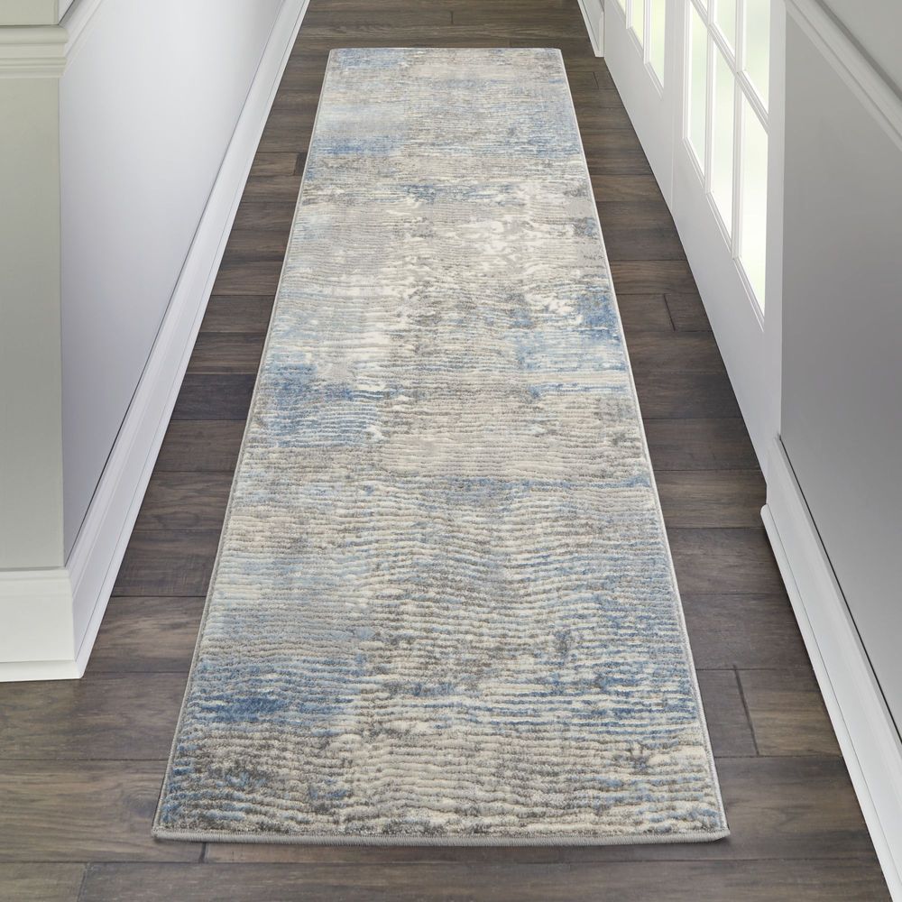 Nourison Solace SLA01 Runner Rug - Ivory Grey & Blue