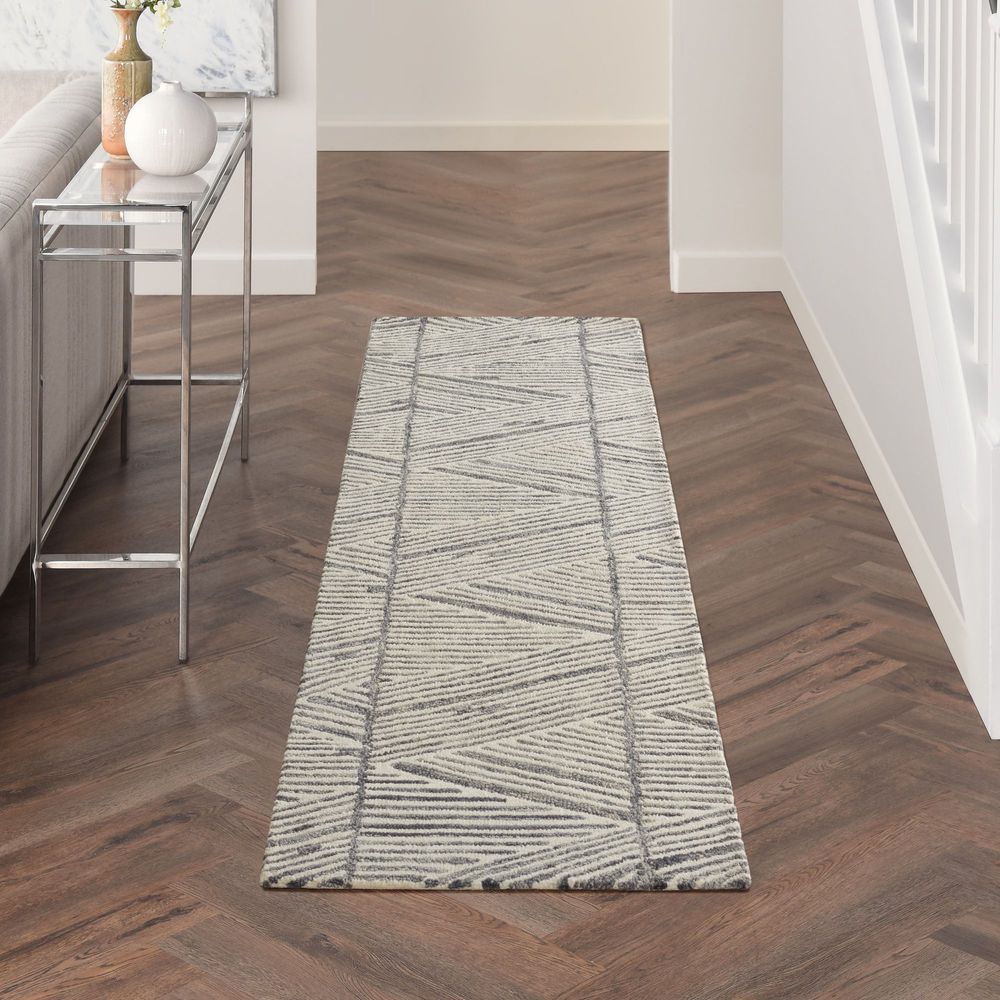 Nourison Colorado CLR01 Runner Rug - Grey & White