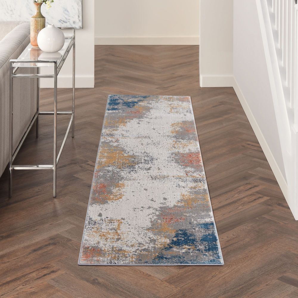 Nourison Rustic Textures RUS13 Runner Rug - Grey & Blue
