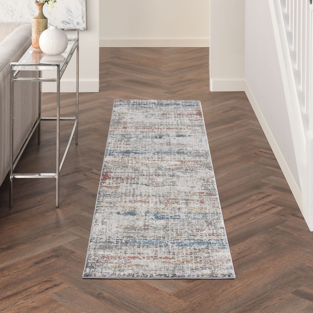 Nourison Rustic Textures RUS14 Runner Rug - Light Grey & Multicolour