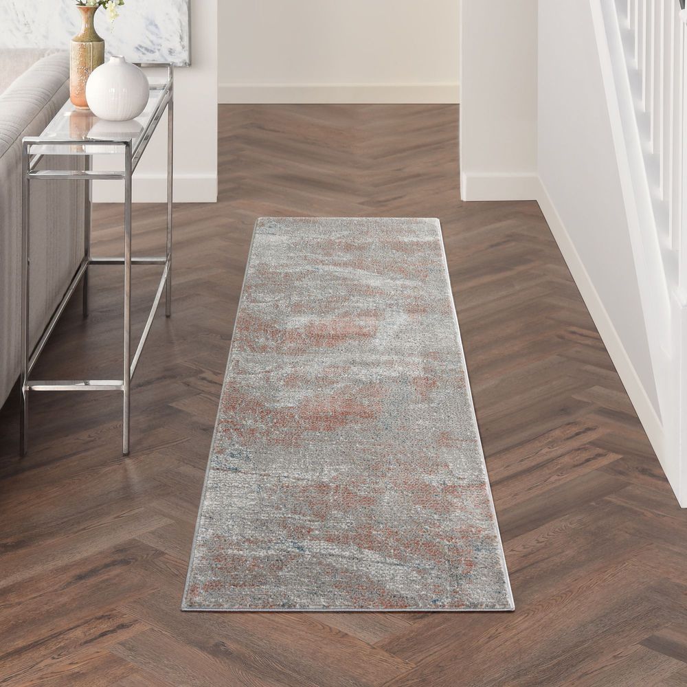 Nourison Rustic Textures RUS15 Runner Rug - Light Grey & Rust