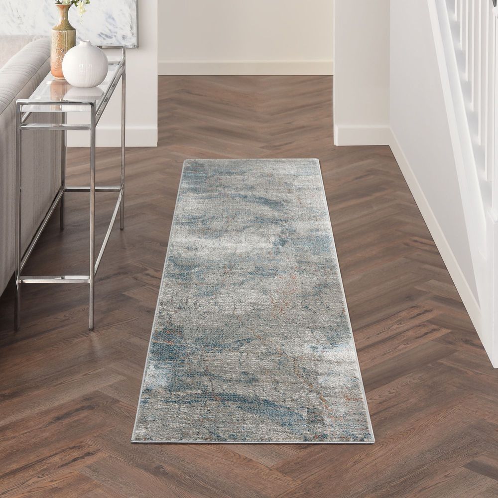 Nourison Rustic Textures RUS15 Runner Rug - Light Grey & Blue