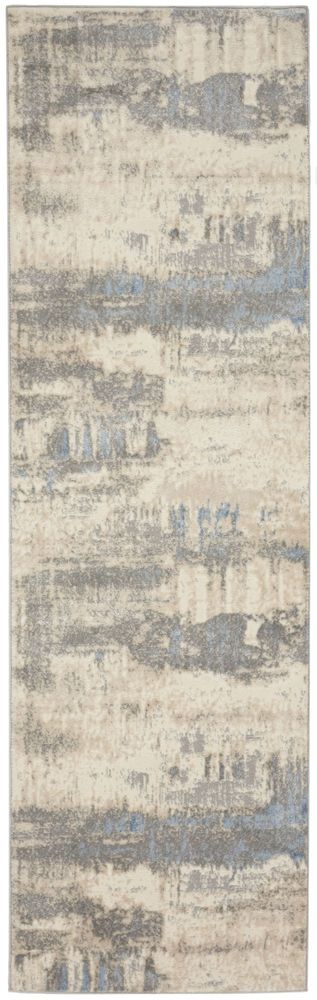 Nourison Solace SLA08 Runner Rug - Ivory Grey & Blue