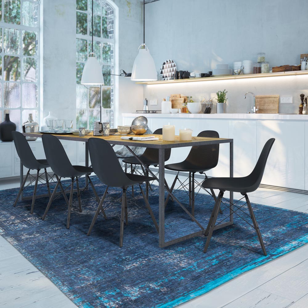 Louis De Poortere Medallion Rug - Blue Night 8254