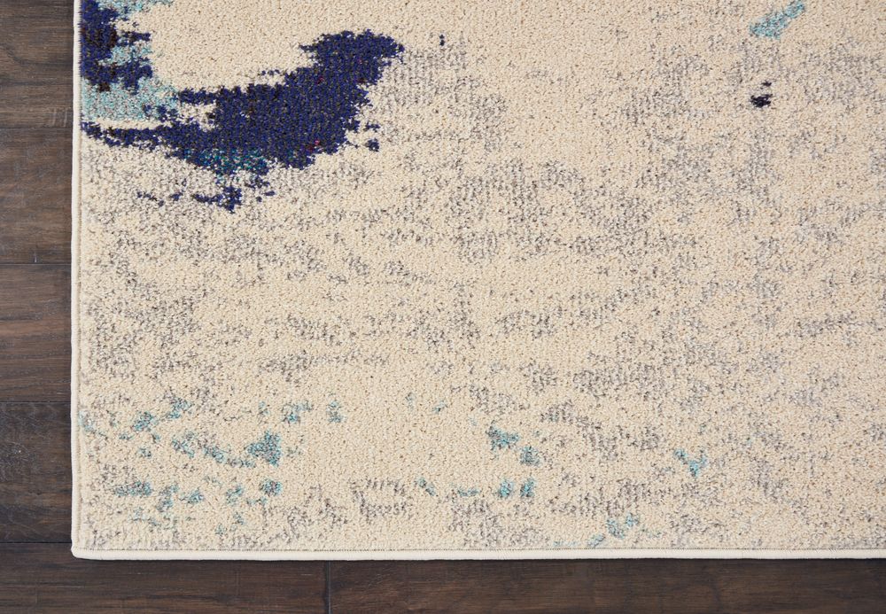 Nourison Celestial CES02 Runner Rug - Ivory & Teal Blue
