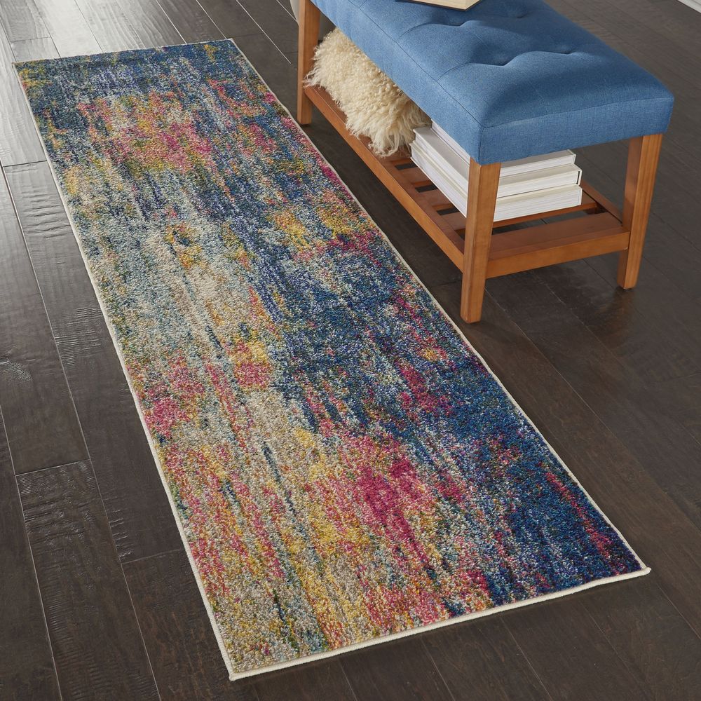 Nourison Celestial CES09 Runner Rug - Blue & Yellow