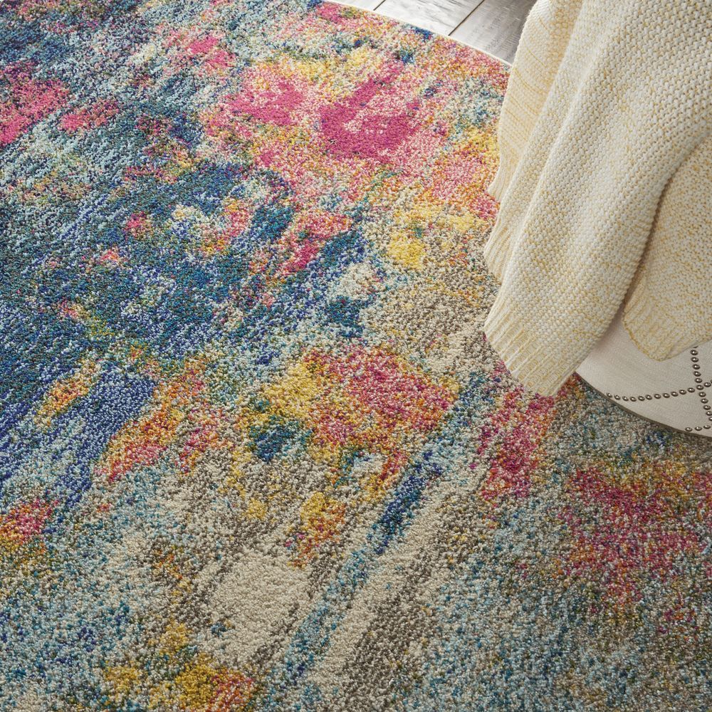 Nourison Celestial CES09 Round Rug - Blue & Yellow