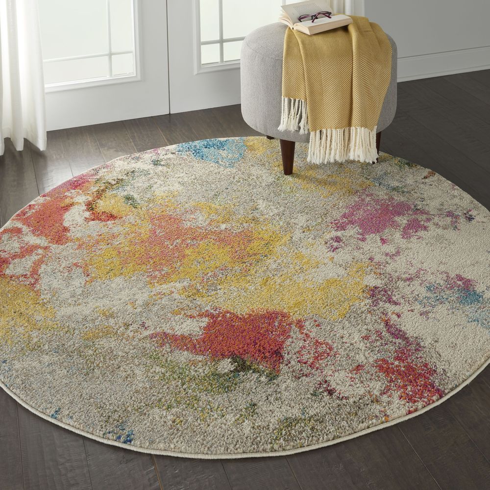 Nourison Celestial CES12 Round Rug - Ivory & Multicolour