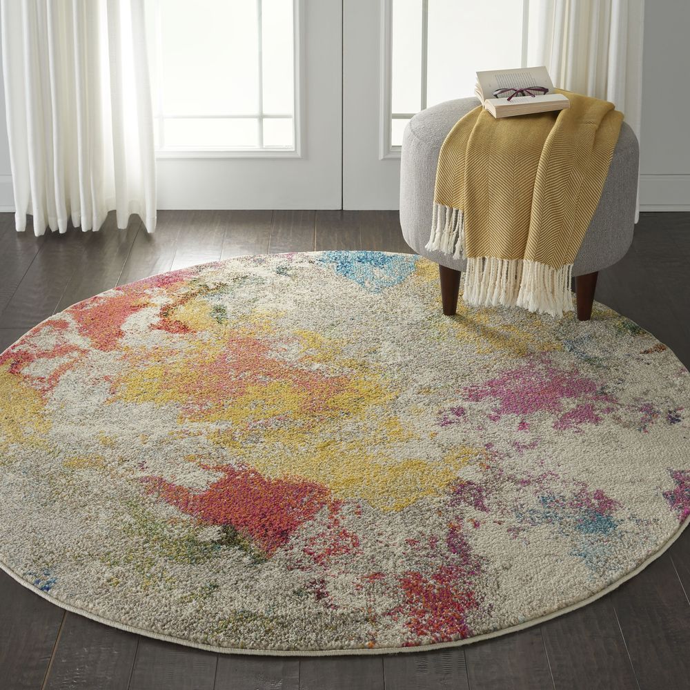 Nourison Celestial CES12 Round Rug - Ivory & Multicolour