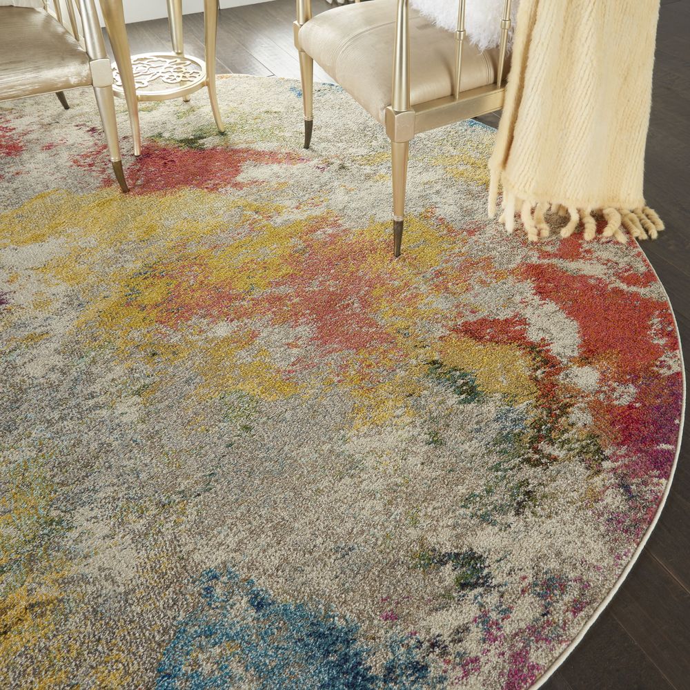 Nourison Celestial CES12 Round Rug - Ivory & Multicolour