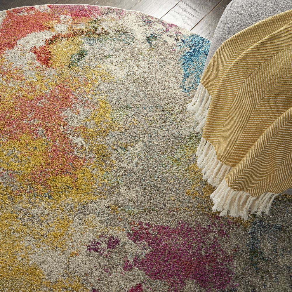 Nourison Celestial CES12 Round Rug - Ivory & Multicolour