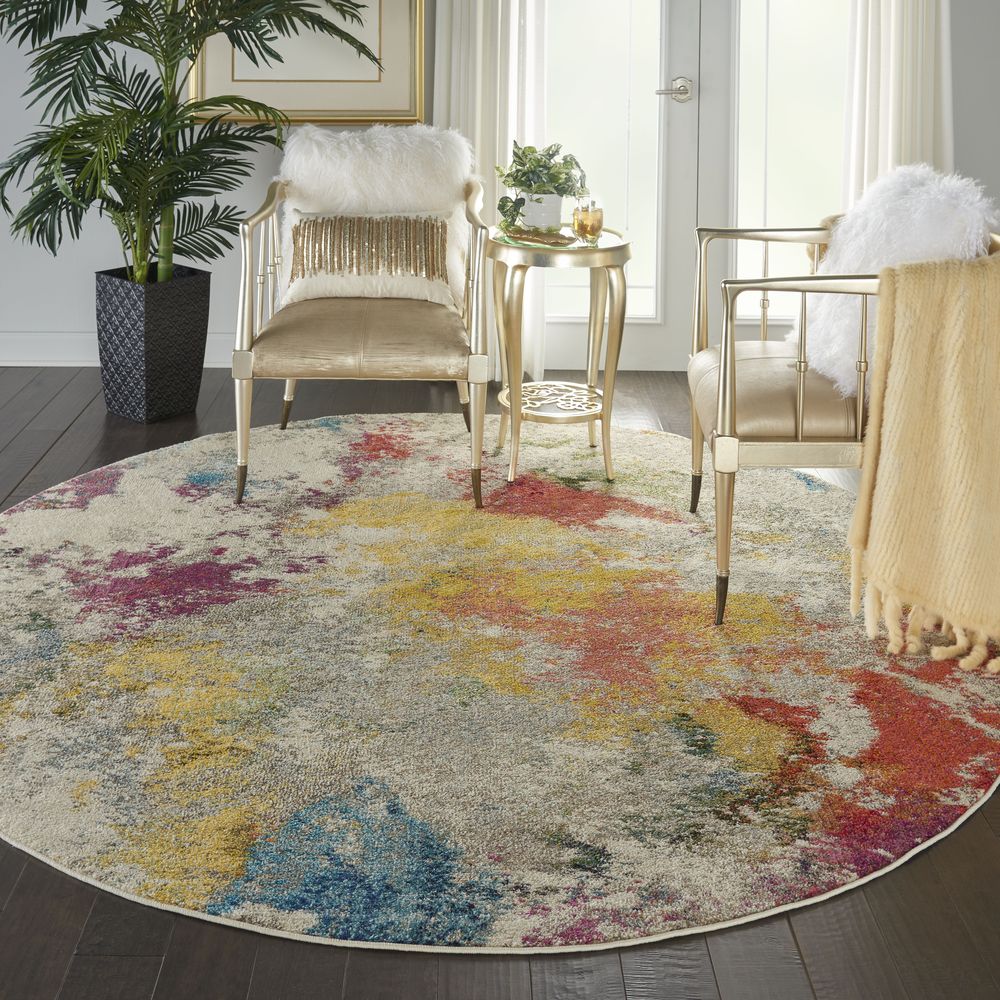 Nourison Celestial CES12 Round Rug - Ivory & Multicolour
