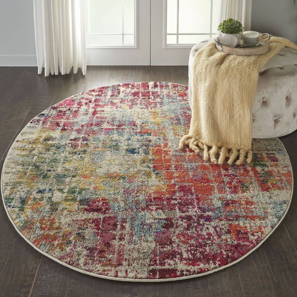 Nourison Celestial CES13 Round Rug - Pink & Multicolour