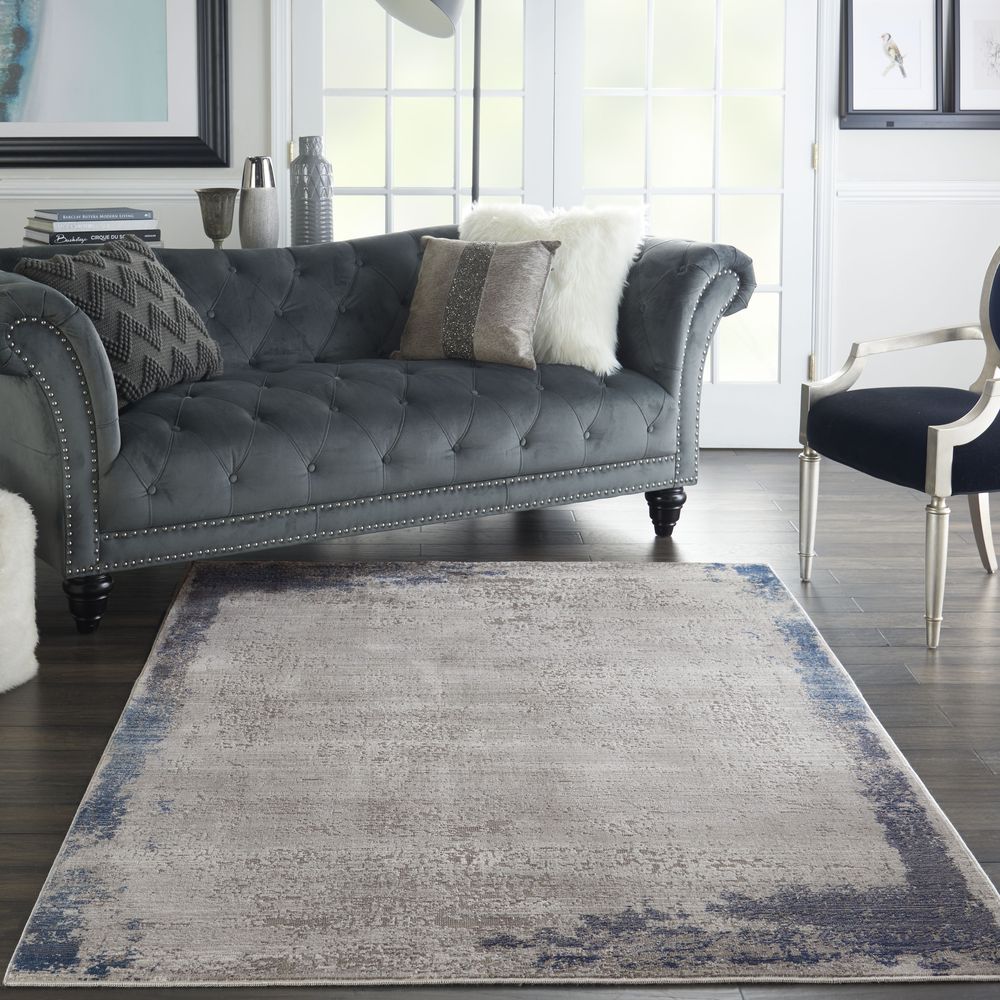 Nourison Etchings ETC01 Rug - Grey & Navy