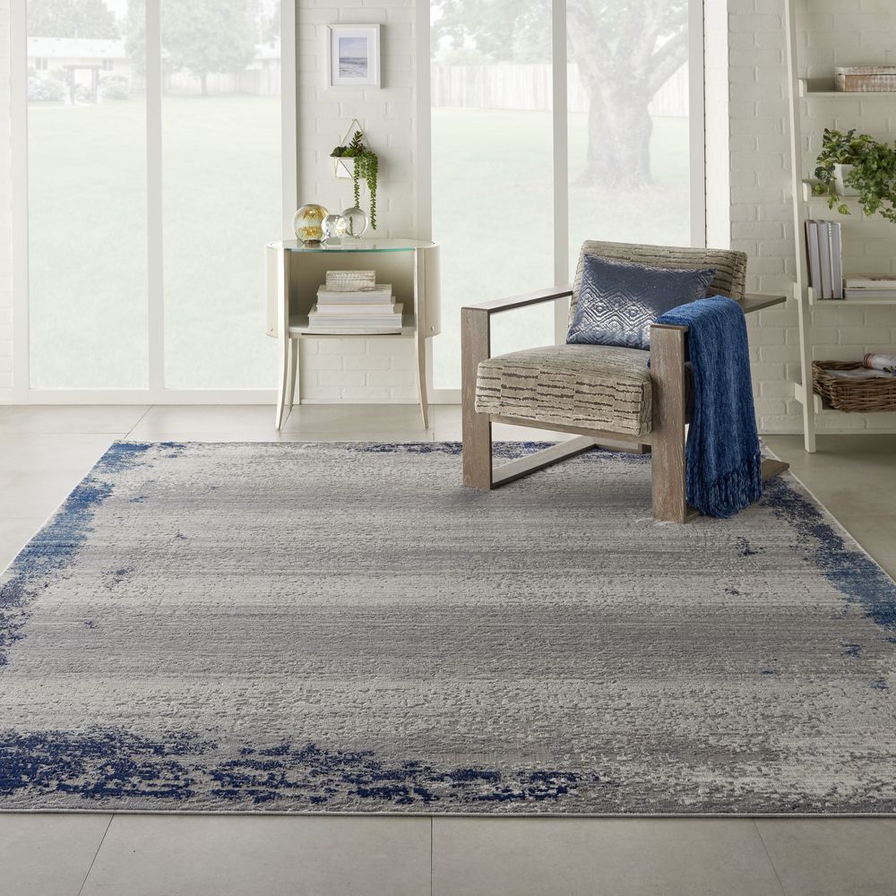 Nourison Etchings ETC01 Rug - Grey & Navy