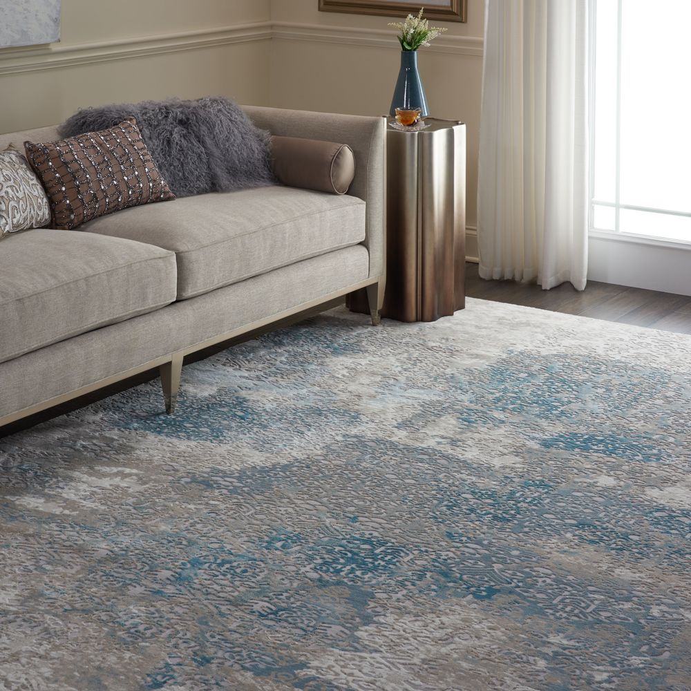Nourison Karma KRM07 Rug - Ivory & Light Blue