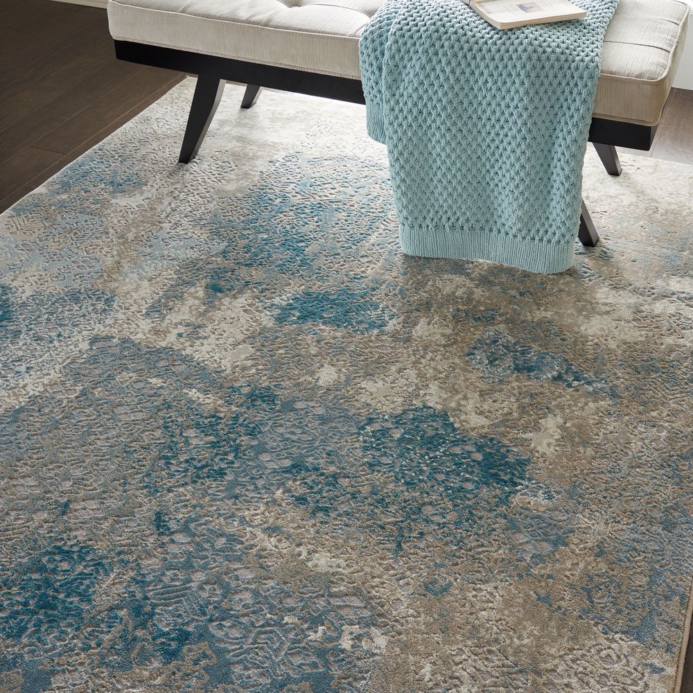 Nourison Karma KRM07 Rug - Ivory & Light Blue