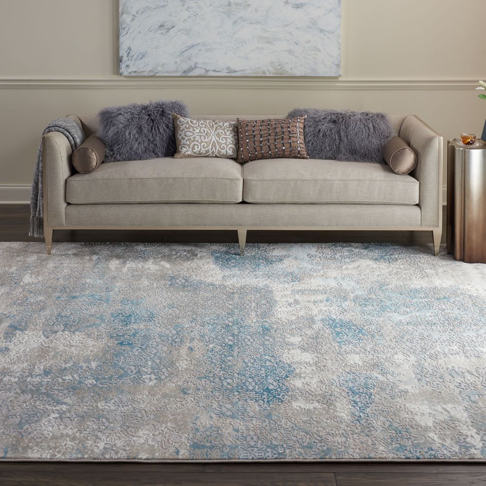 Nourison Karma KRM07 Rug - Ivory & Light Blue