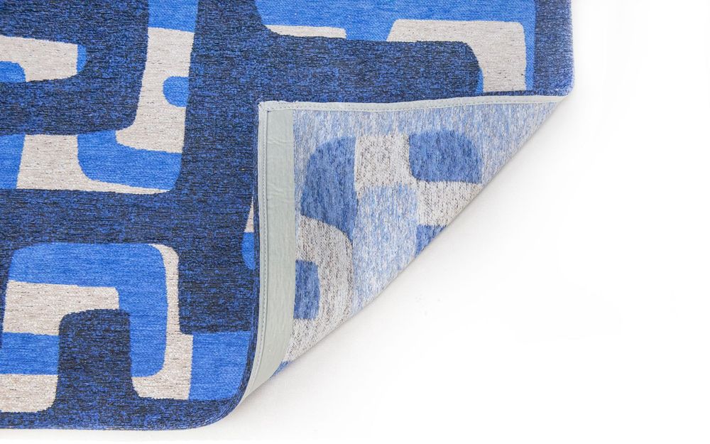 Louis De Poortere Craft Kuba Runner Rug - 9336 Ultramarine