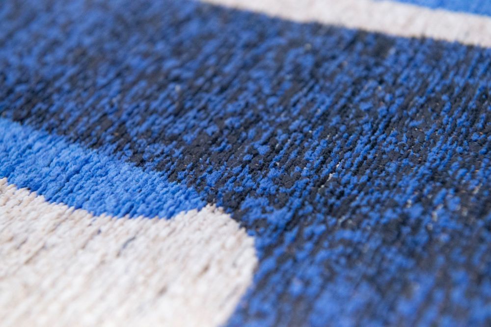 Louis De Poortere Craft Kuba Runner Rug - 9336 Ultramarine