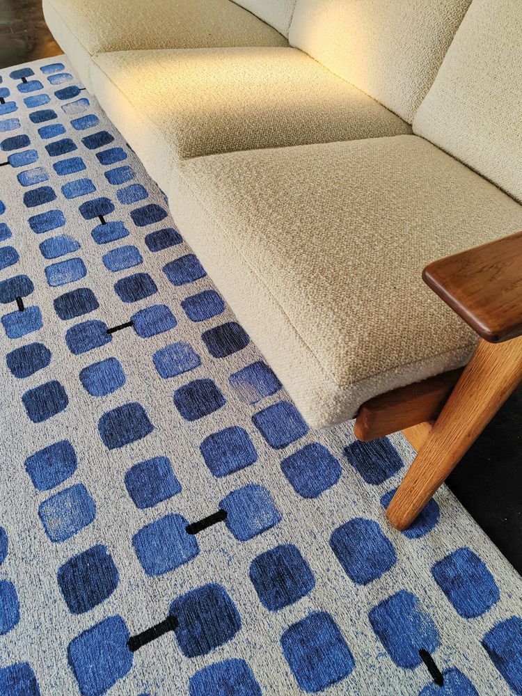 Louis De Poortere Craft Cobblestone Runner Rug - 9348 Amparo Blues