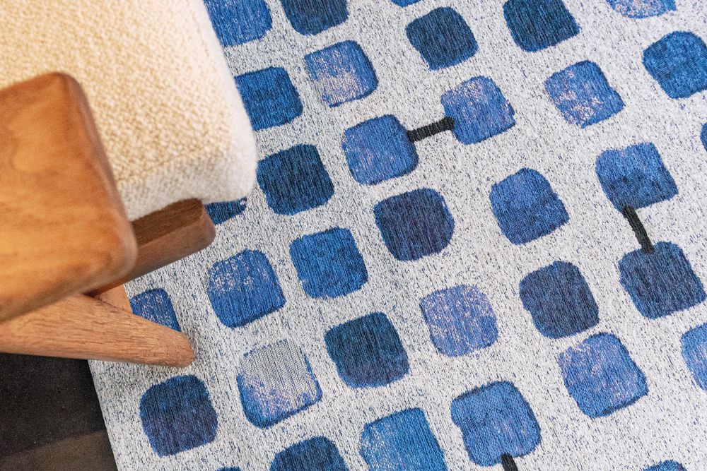 Louis De Poortere Craft Cobblestone Runner Rug - 9348 Amparo Blues