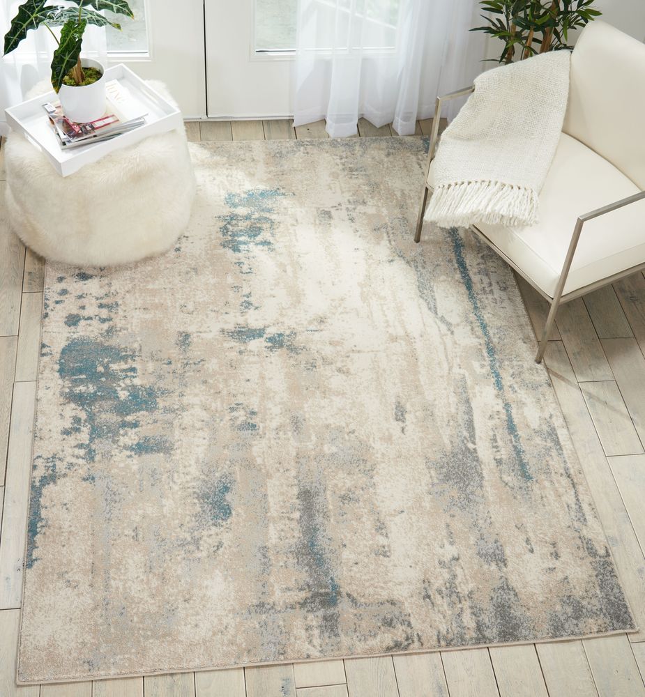 Nourison Maxell MAE17 Rug - Ivory & Teal