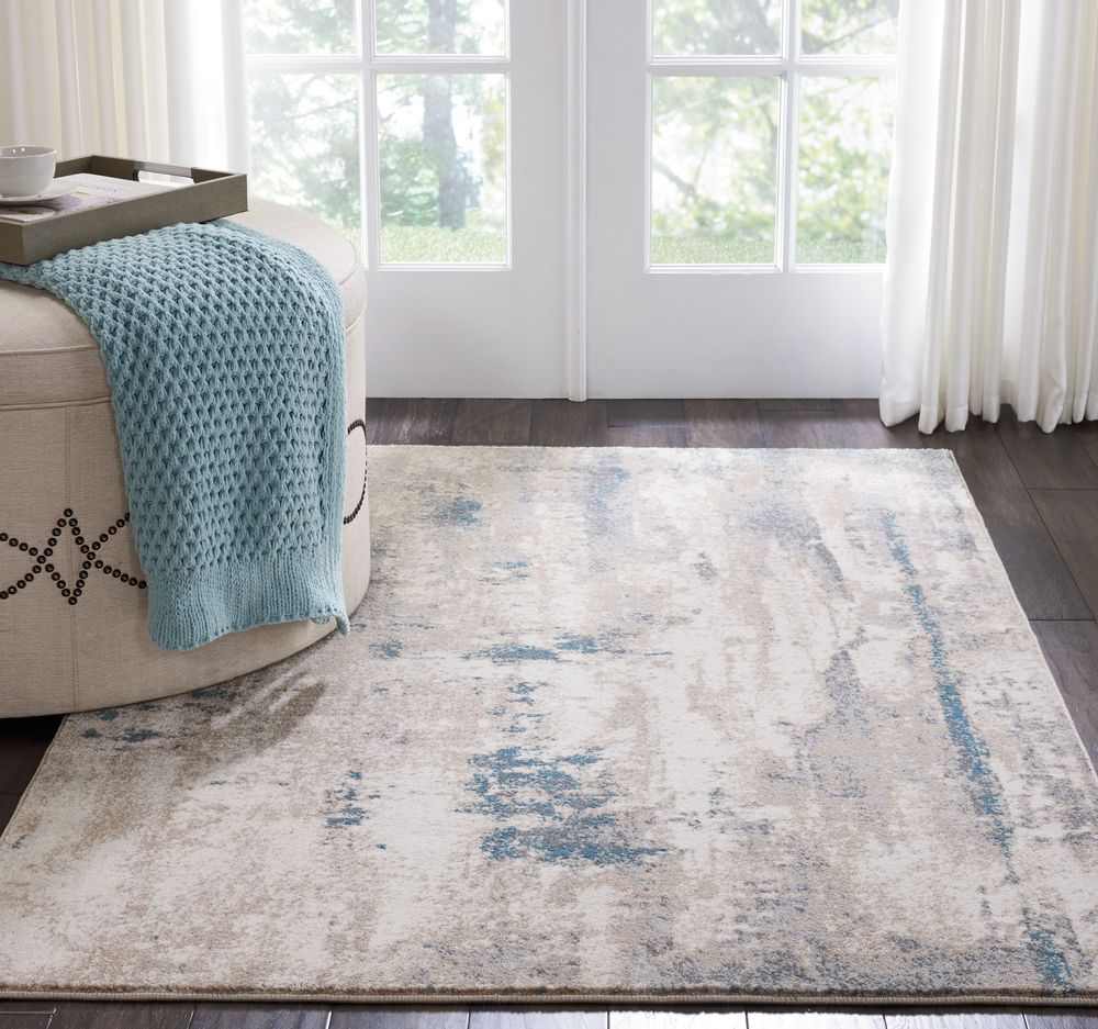 Nourison Maxell MAE17 Rug - Ivory & Teal