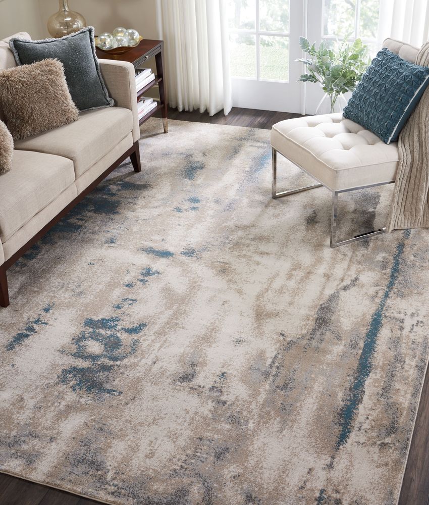 Nourison Maxell MAE17 Rug - Ivory & Teal