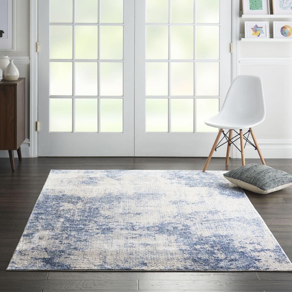 Nourison Silky Textures SLY01 Rug - Ivory & Blue