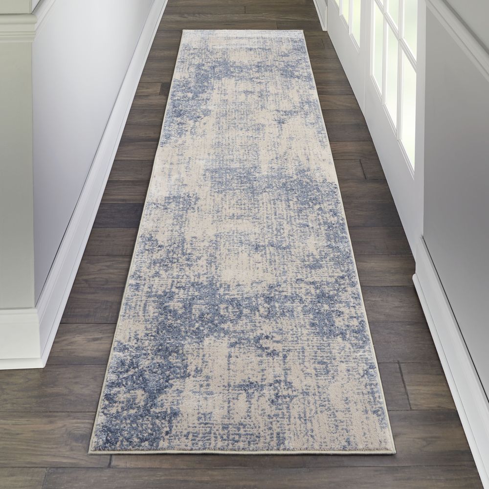 Nourison Silky Textures SLY01 Rug - Ivory & Blue