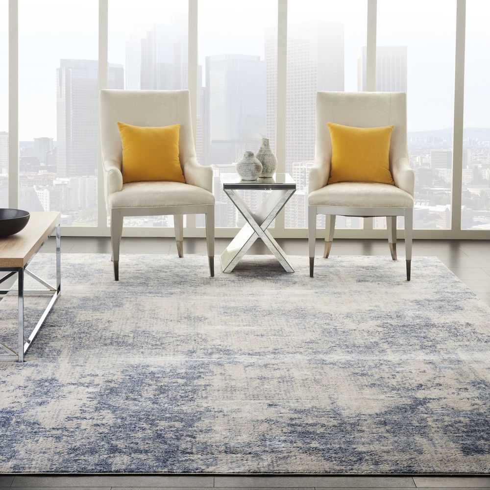 Nourison Silky Textures SLY01 Rug - Ivory & Blue