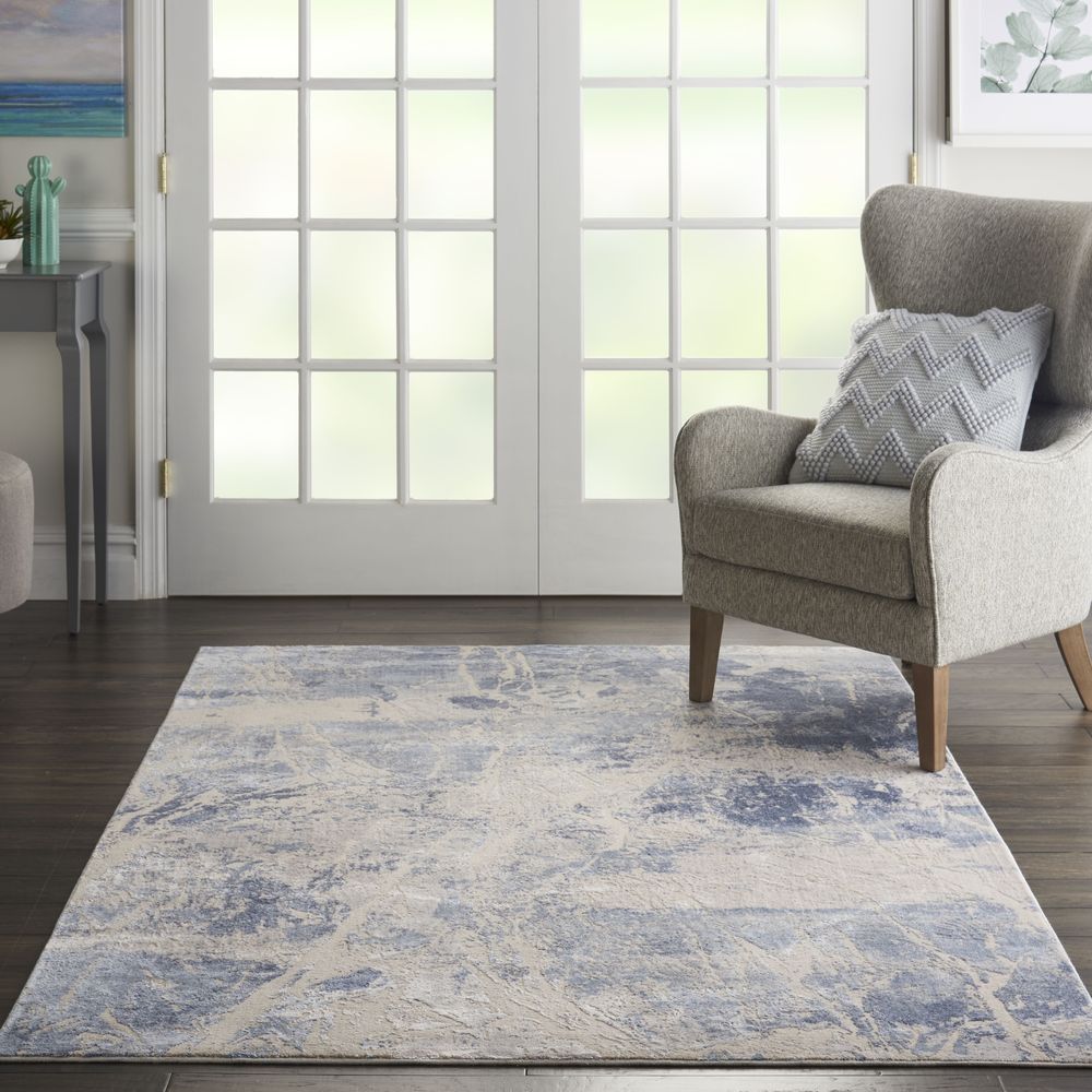 Nourison Silky Textures SLY02 Rug - Blue & Cream