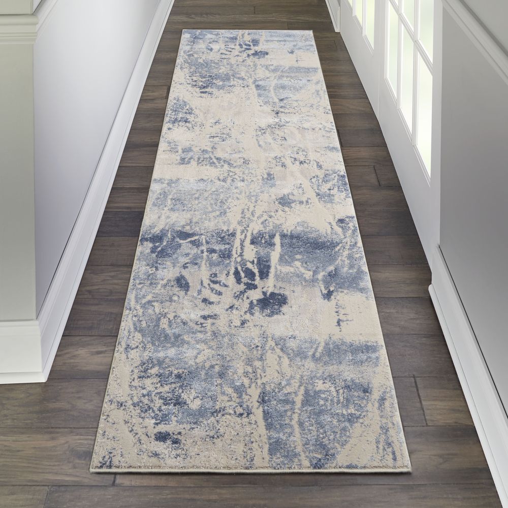 Nourison Silky Textures SLY02 Rug - Blue & Cream