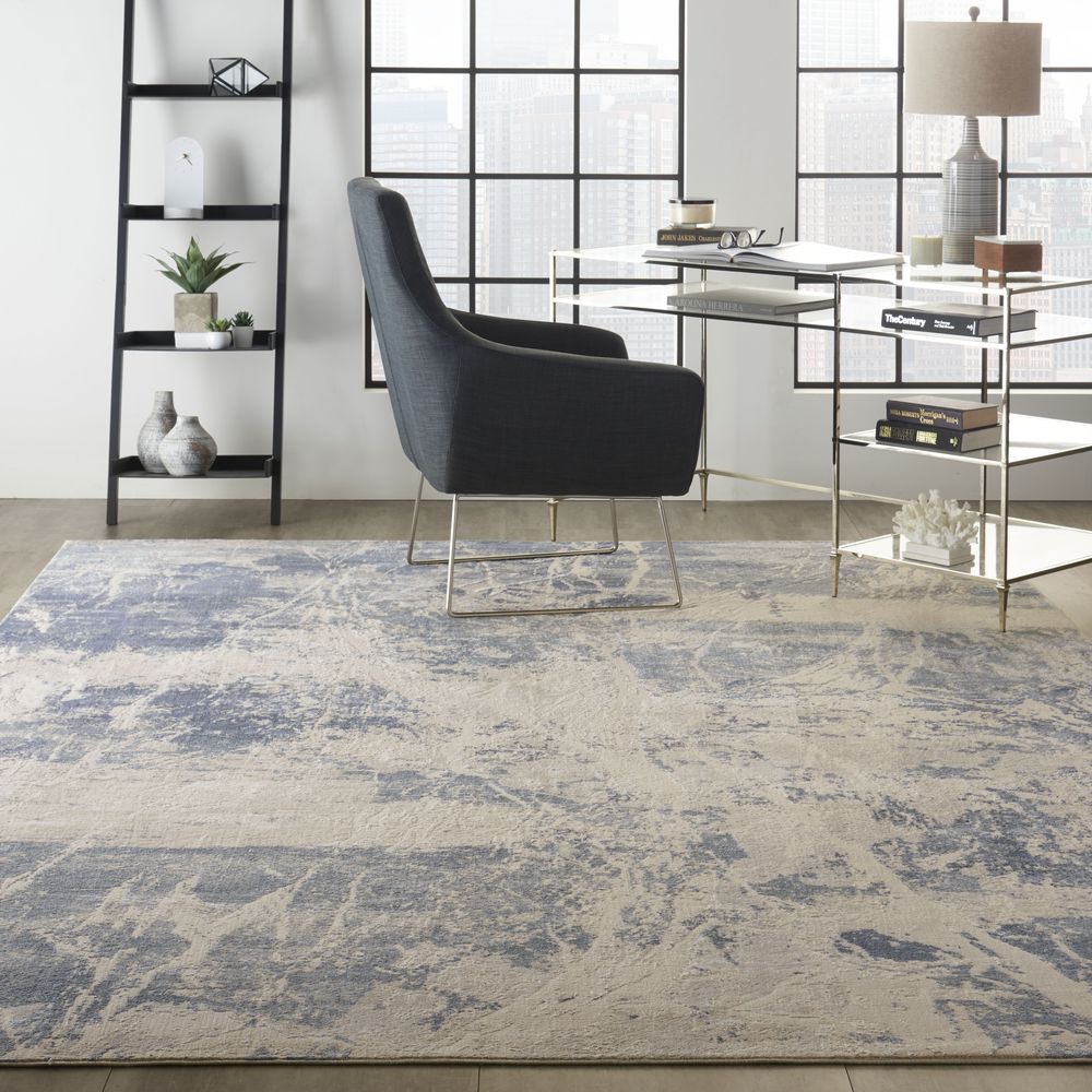 Nourison Silky Textures SLY02 Rug - Blue & Cream