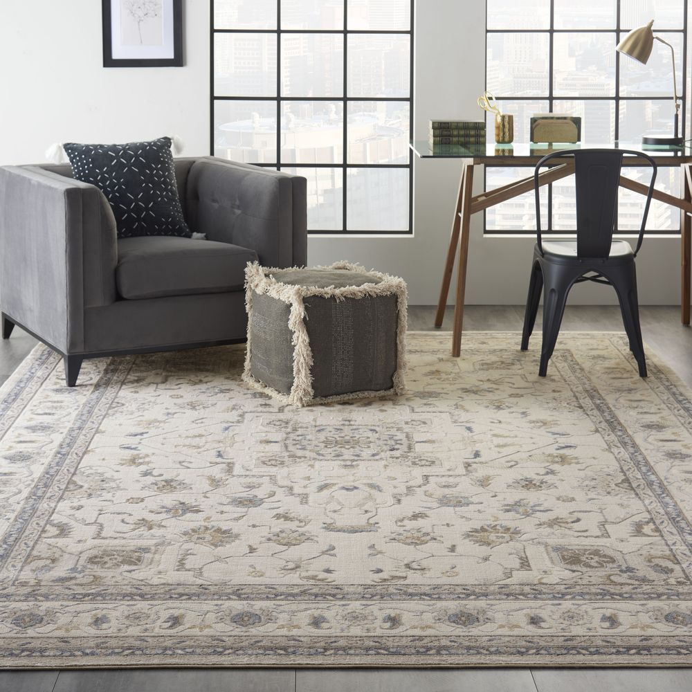 Nourison Silky Textures SLY08 Rug - Ivory & Grey