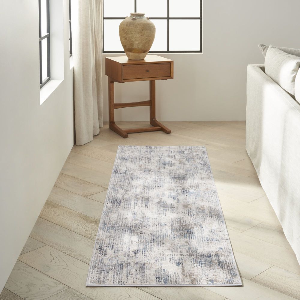 Calvin Klein CK022 Infinity IFN04 Runner Rug - Ivory Grey &amp; Blue