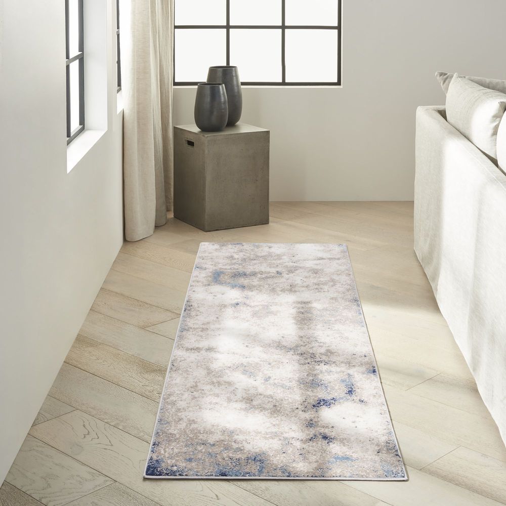 Calvin Klein CK022 Infinity IFN05 Runner Rug - Ivory Grey &amp; Blue