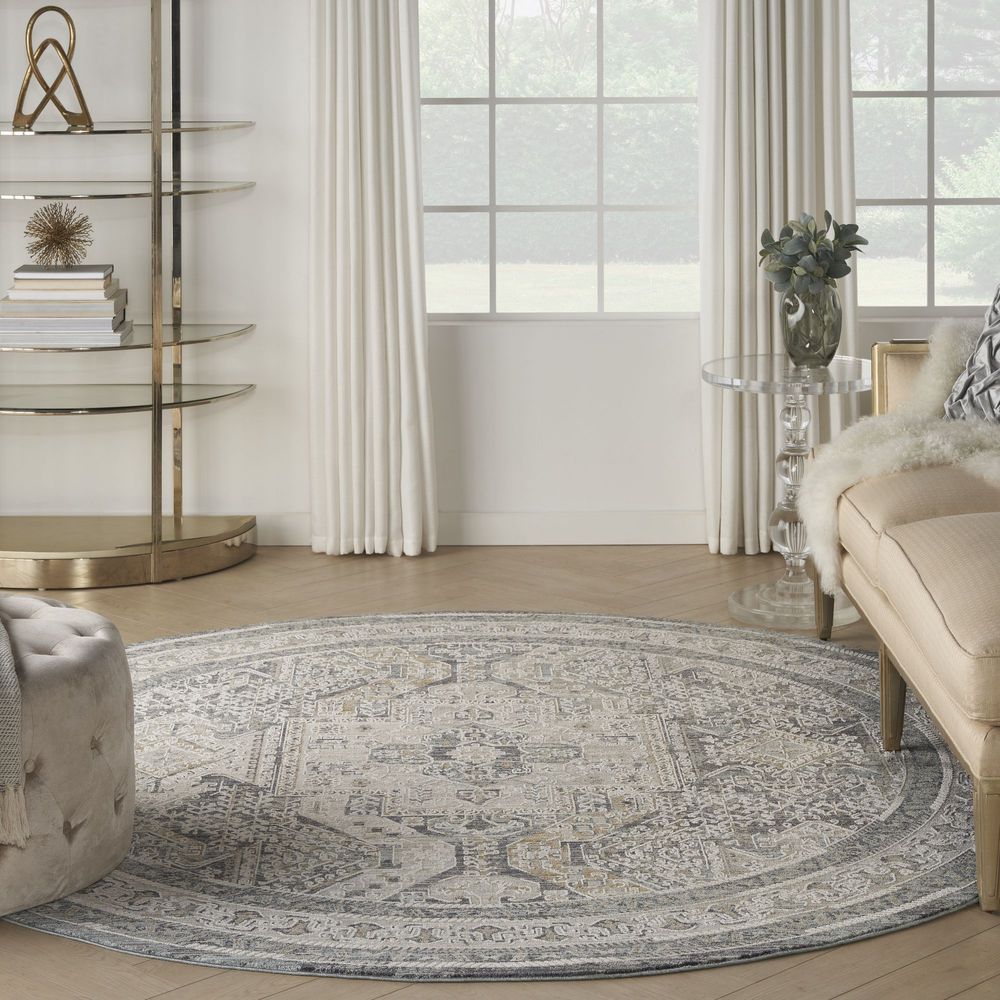 Nourison Lynx LNX01 Round Rug - Ivory &amp; Charcoal