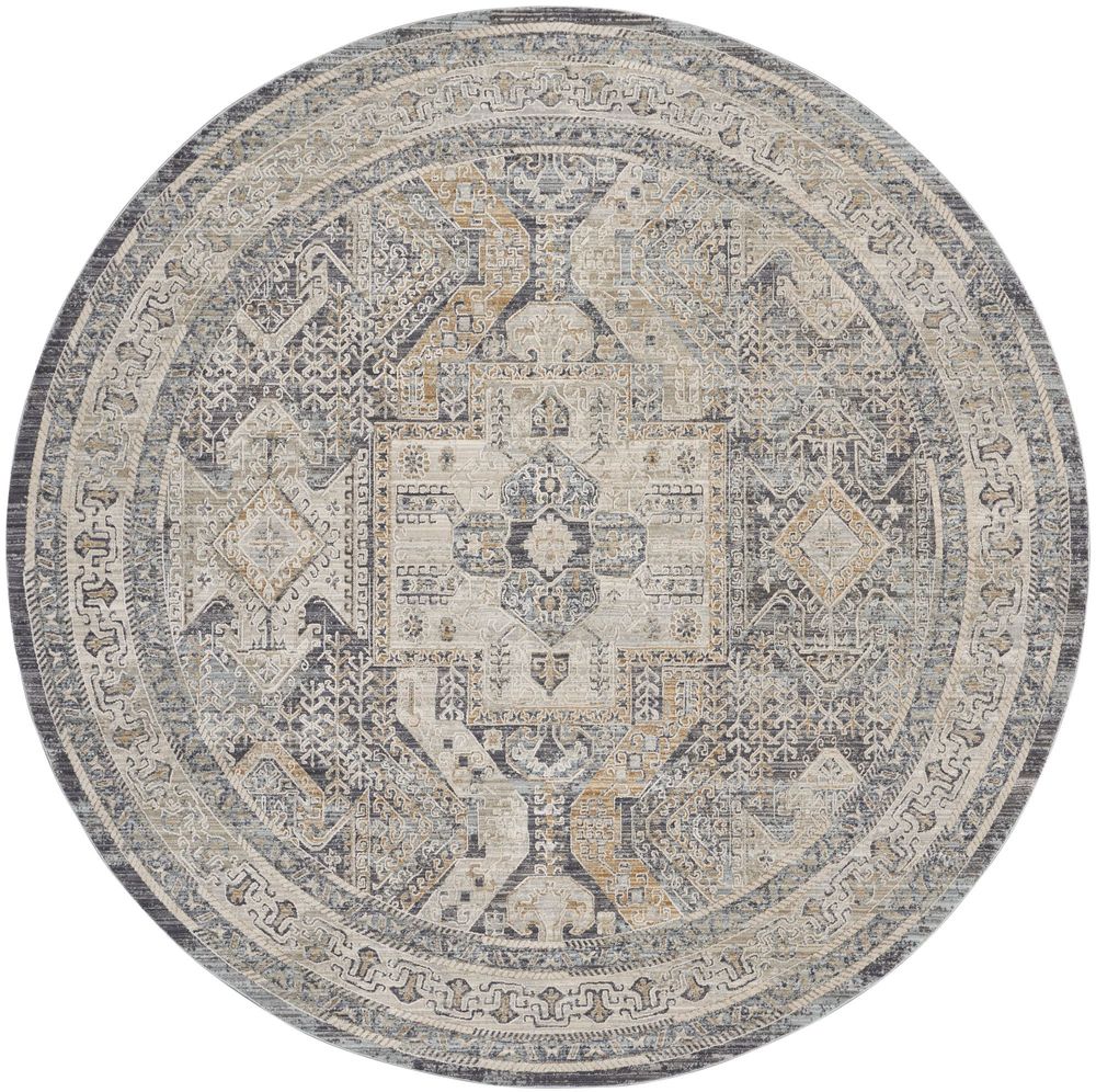 Nourison Lynx LNX01 Round Rug - Ivory &amp; Charcoal