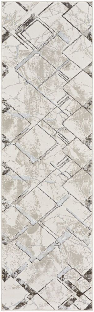 Nourison Glitz GLZ02 Runner Rug - Ivory Grey