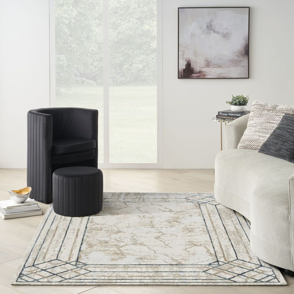 Nourison Glitz GLZ03 Rug - Ivory &amp; Taupe