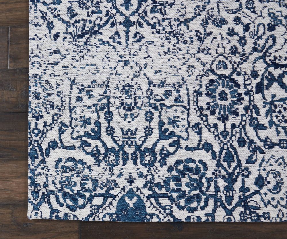 Nourison Damask DAS06 Rug - Ivory &amp; Navy