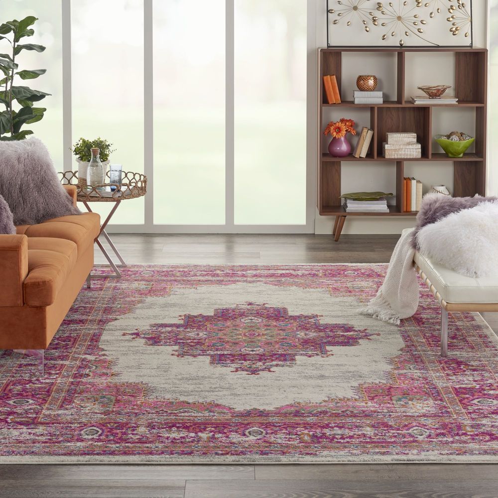 Nourison Passion PSN03 Rug - Ivory &amp; Fuschia