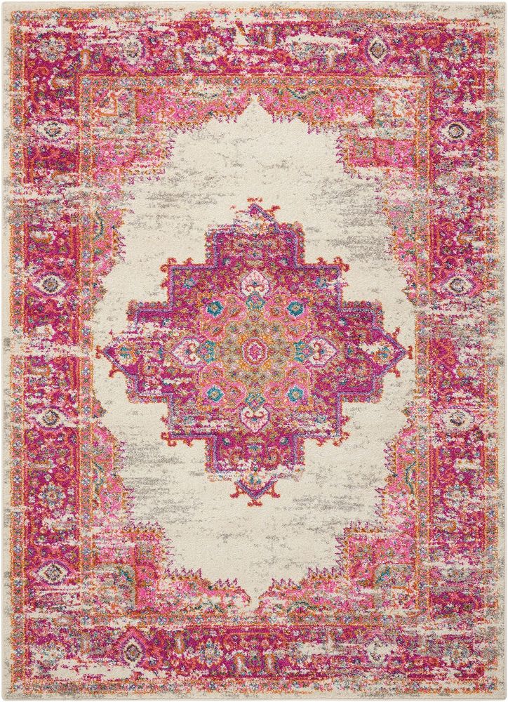 Nourison Passion PSN03 Rug - Ivory &amp; Fuschia